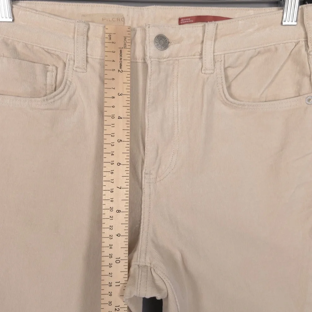 ANTHROPOLOGIE PILCRO Women’s Corduroy High Rise Skinny Pants 30 Slim Cream Tan‎
